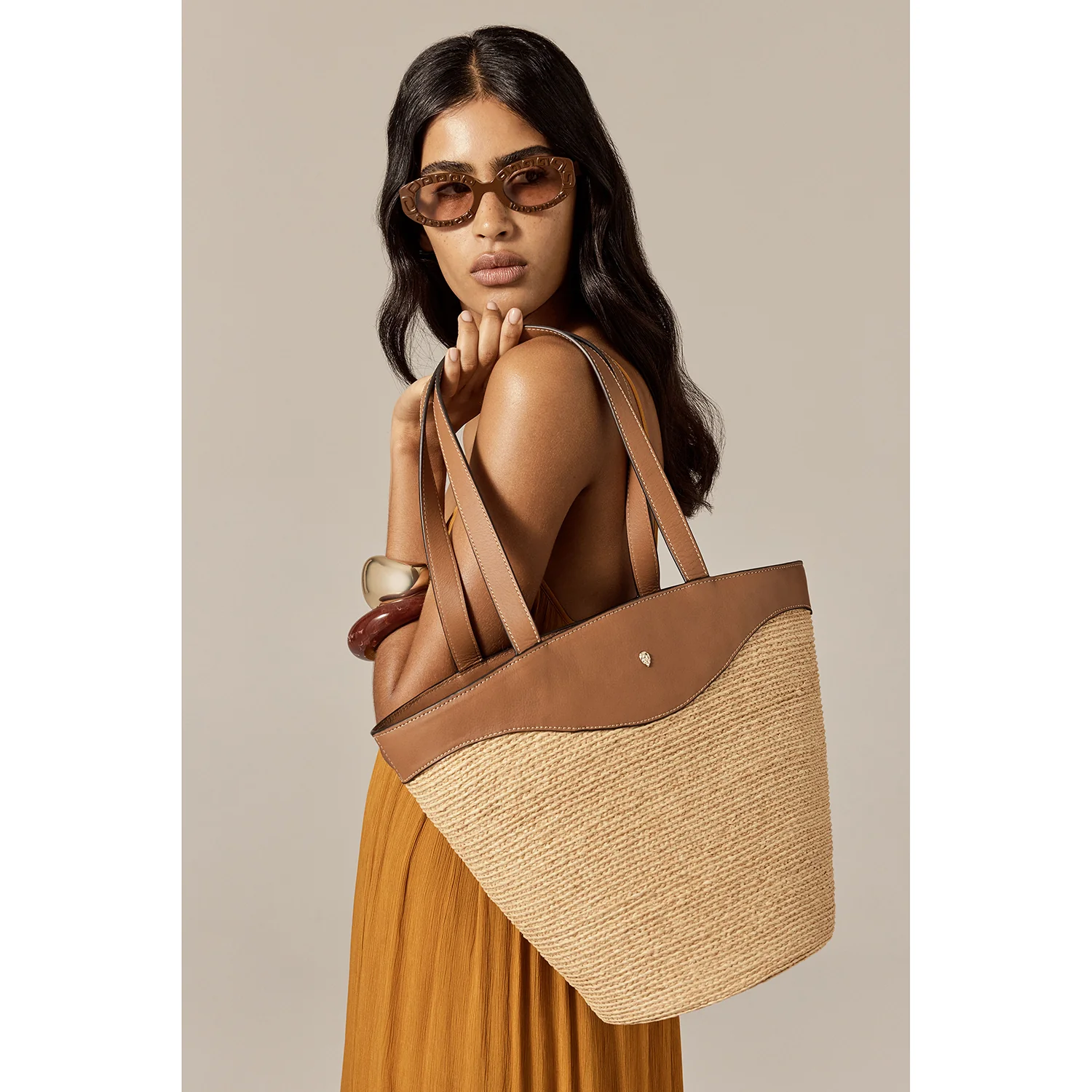 Nadee Raffia Braid Tote