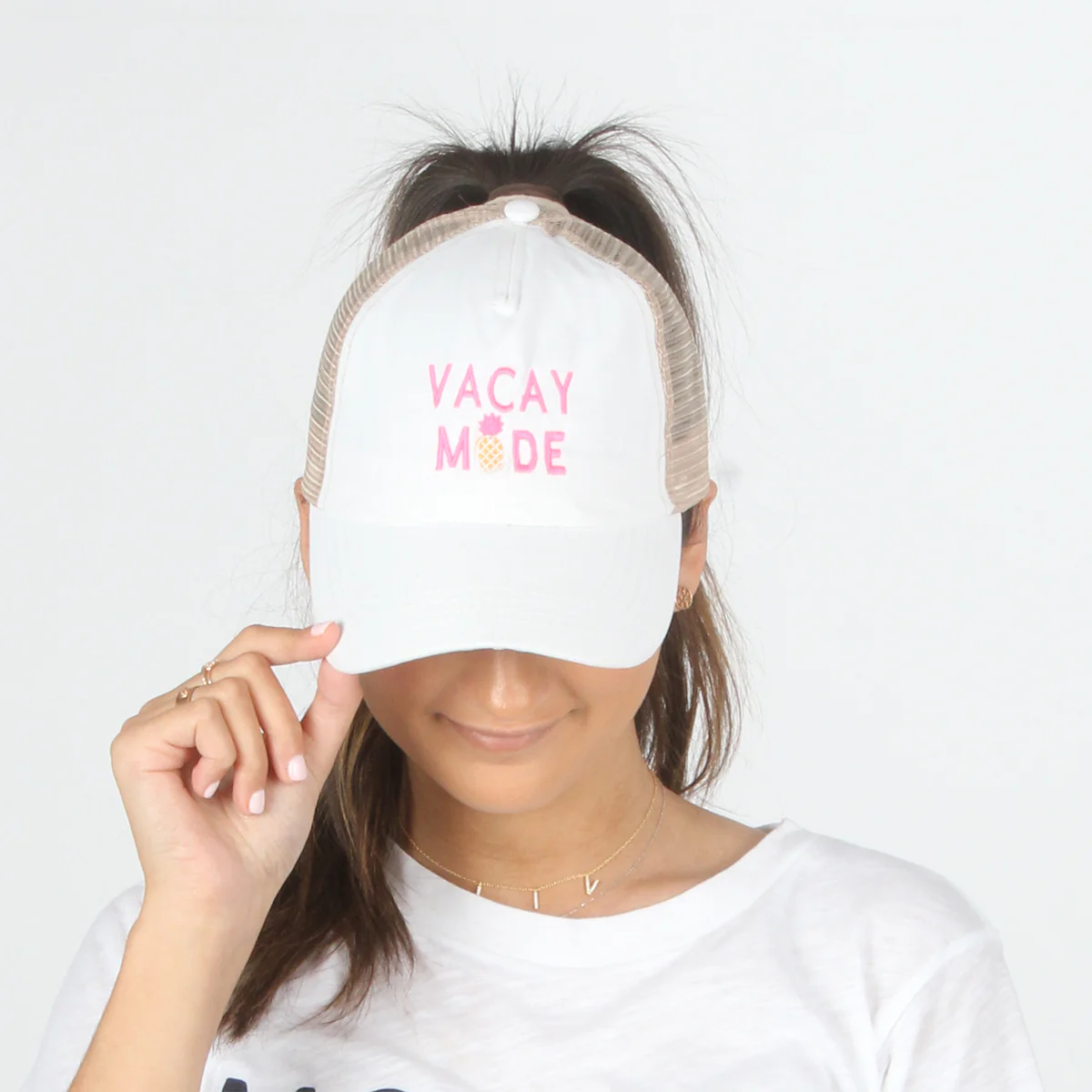 Vacay Mode Mesh Back Ponyflo Baseball Cap
