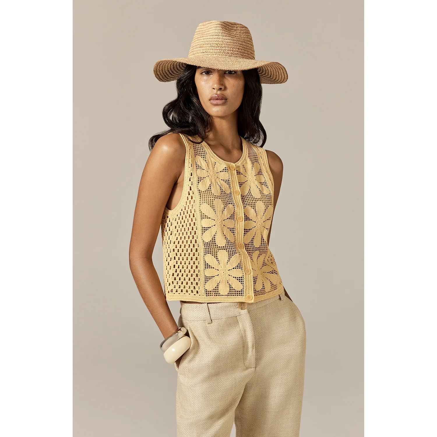 Steevie Raffia Stripe Fedora