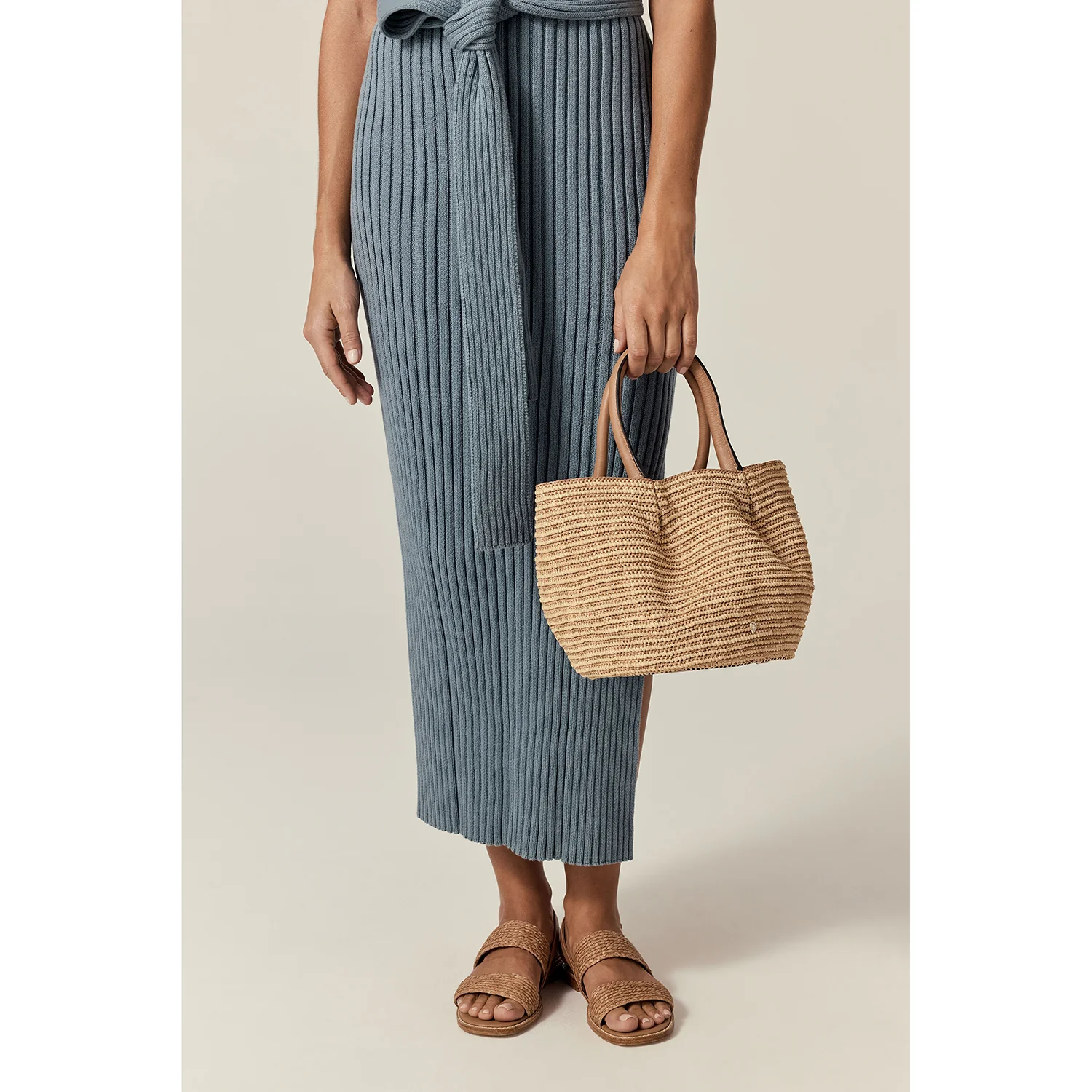 Lalith Raffia Stripe Basket