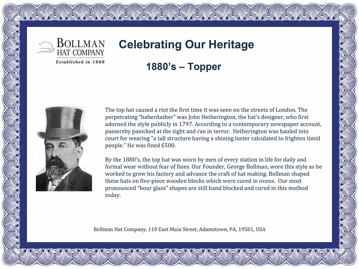 1880s Bollman Heritage Collection Topper