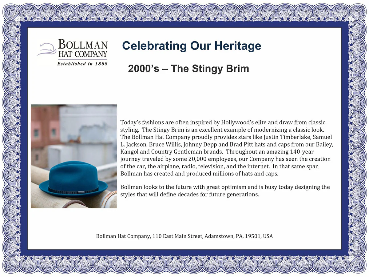 2000s Bollman Heritage Collection Stingy Brim